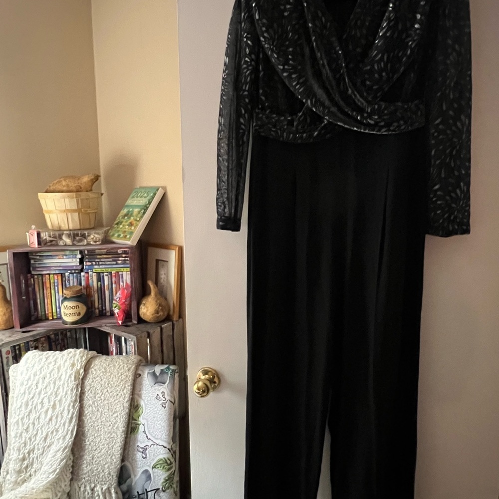 Vtg 80s MENU Women's Jumpsuit Pants Romper Size 8 Pockets Black